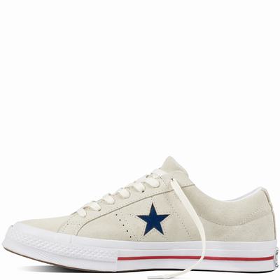 Converse One Star Military Suede Low Tops Mens - Grey/Red/White Shoes (478RTIFA)